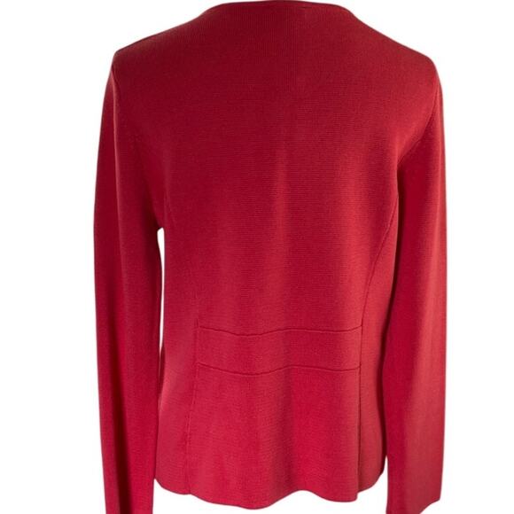 Talbots Coral Ruffle Zip Cardigan Sweater Small NWT Classiccore Preppy - Picture 2 of 10